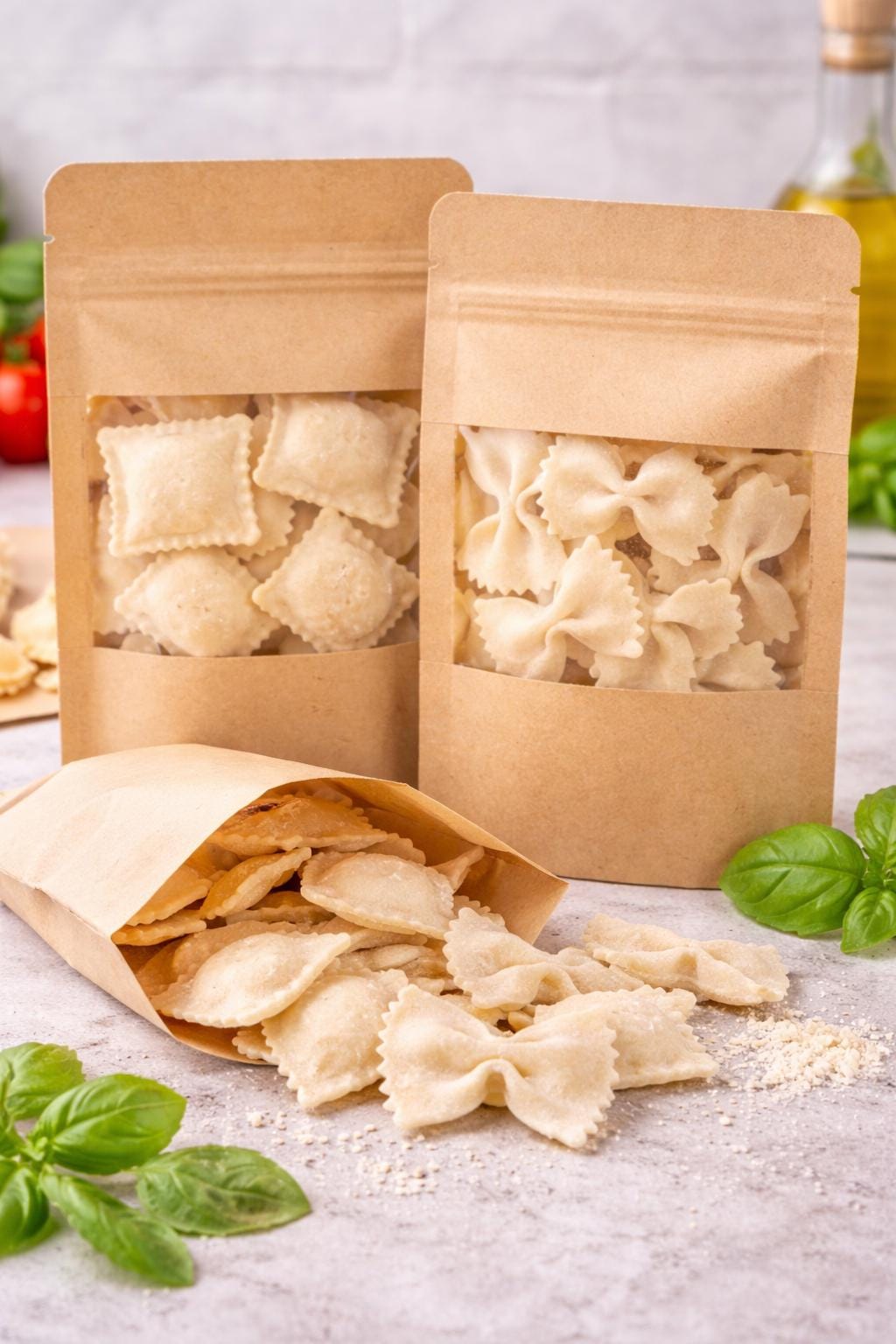 Felt Pasta Play Food, Handmade Felt Ravioli & Bowtie Pasta, Pretend Italian Food for Play Kitchen, Montessori Toy