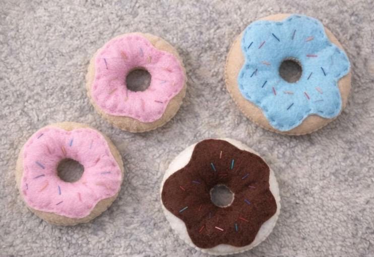Felt Donut Play Food, Pretend Donuts for Play Kitchen, Handmade Felt Toy Food, Montessori Pretend Play, Toddler Gift