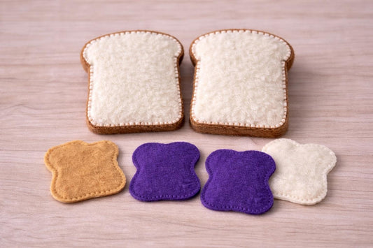 Felt PB&J Toast Play Food, Pretend Peanut Butter and Jelly Sandwich, Handmade Felt Food, Play Kitchen Toy, Montessori Toy