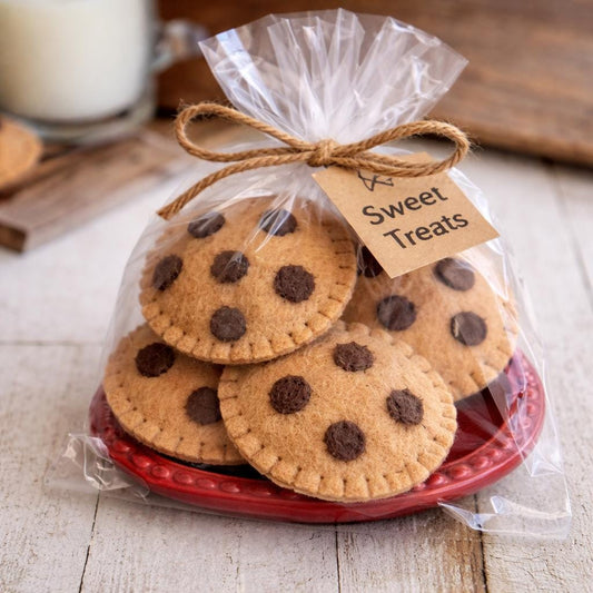 Felt Chocolate Chip Cookies Play Food, Pretend Cookies for Play Kitchen, Handmade Felt Food, Bakery Toy, Montessori Toddler Gift