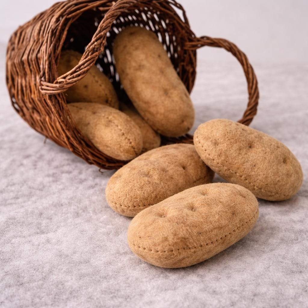 Felt Potato Play Food, Pretend Potatoes for Play Kitchen, Handmade Felt Food, Montessori Toy, Toddler Gift