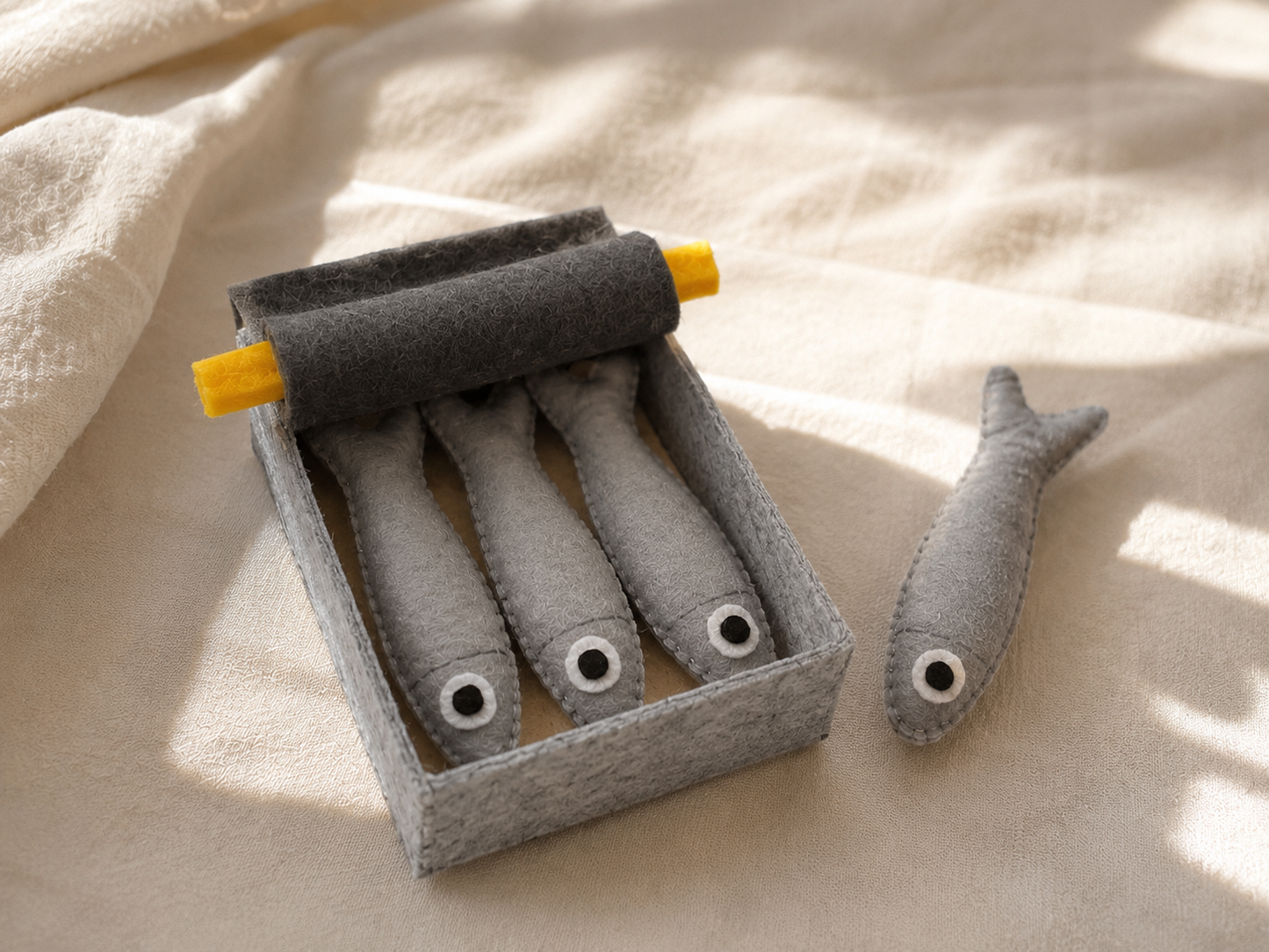 Handmade Felt Sardines Tin Set
