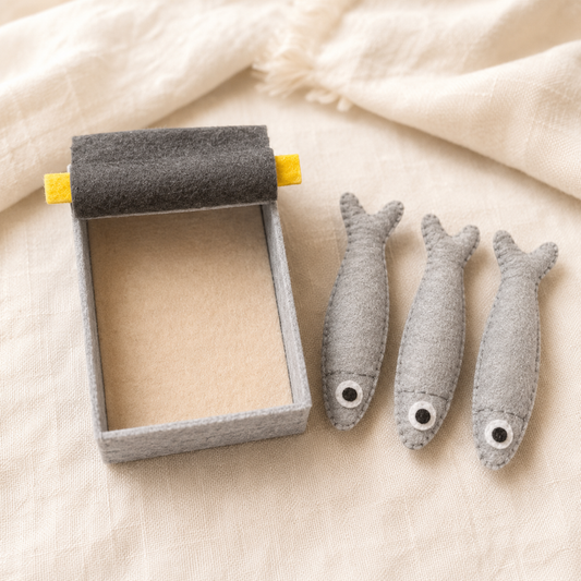 Handmade Felt Sardines Tin Set