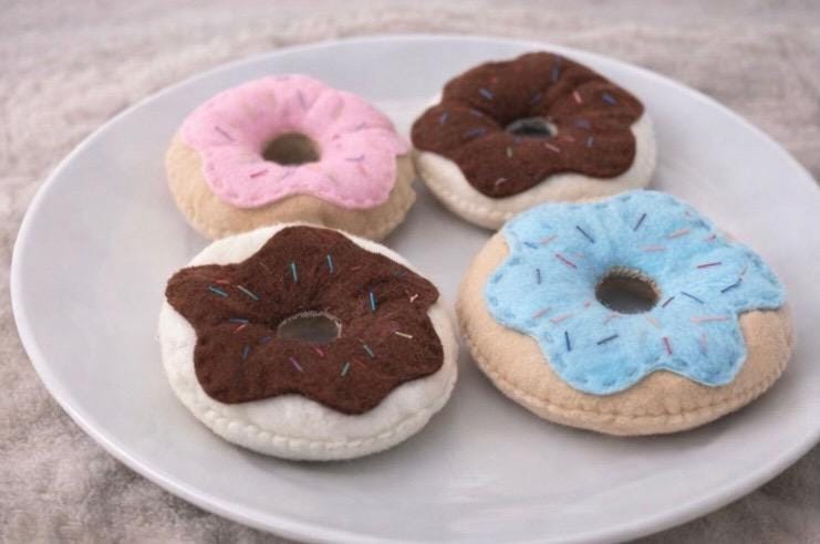 Felt Donut Play Food, Pretend Donuts for Play Kitchen, Handmade Felt Toy Food, Montessori Pretend Play, Toddler Gift