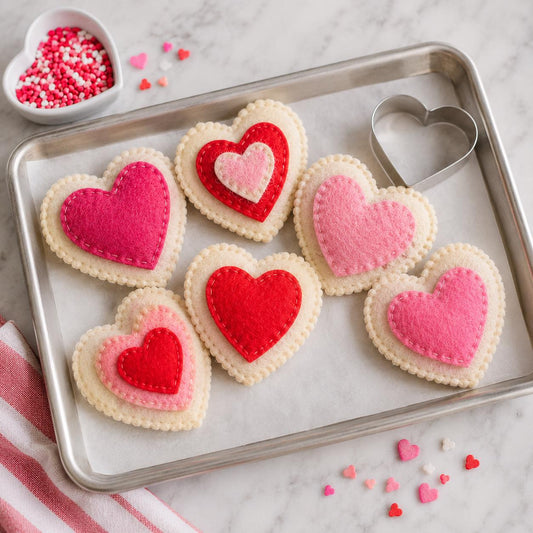 Handmade Felt Heart Cookies, Pretend Play Food